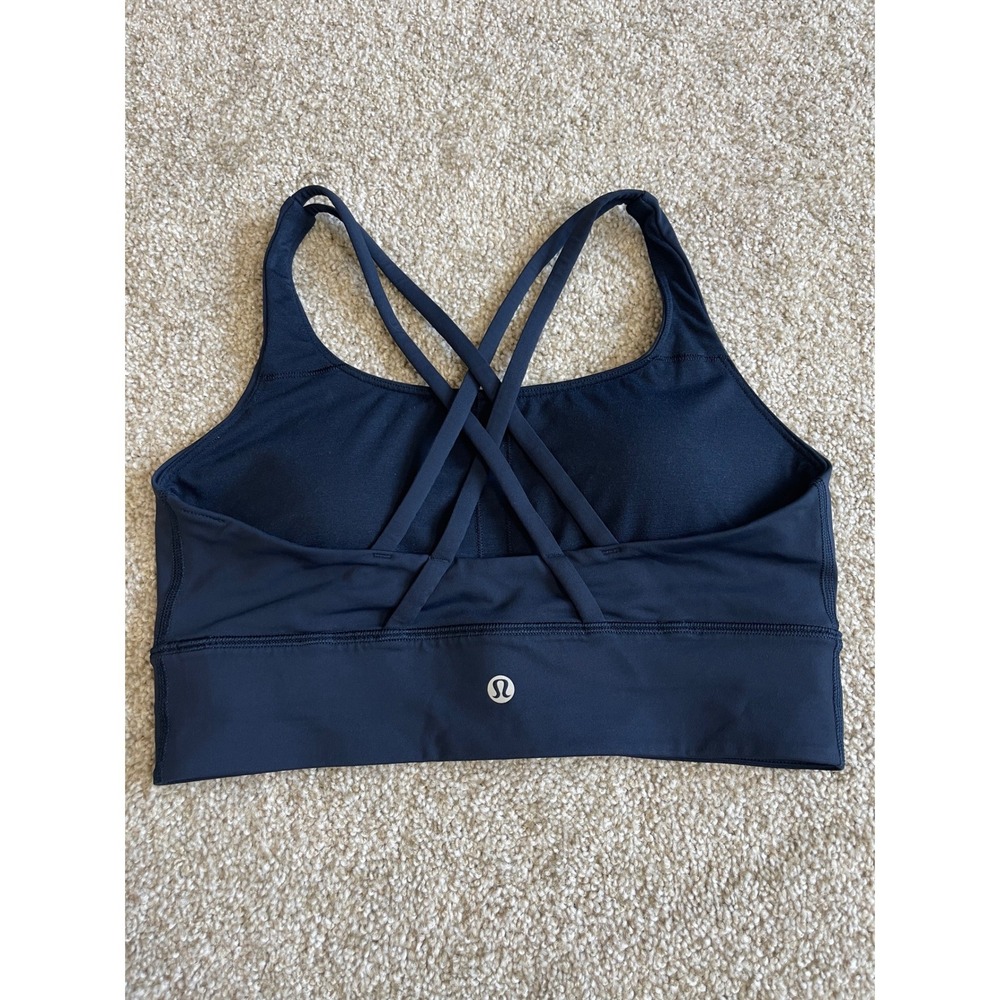 Lululemon Free To Be Serene Bra High Neck Navy Blue Strappy Back Size 8 - Picture 2 of 9